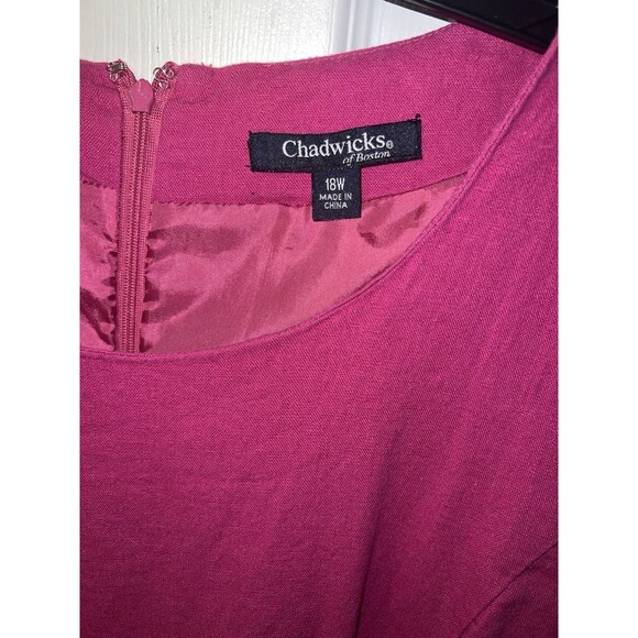 Chadwick’s Of Boston Dress Womens Plus 18W Linen Blend Sheath Barbie Pink career - Picture 2 of 8